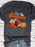 Women'WB shield Cartoon Pumpkin & FOG Print Round Neck Tee, Fashion Casual Crew Neck T-Shirt for Daily Holiday Vacation...