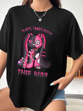 Women'WB shield Cartoon Rabbit Graphic Print Round Neck Tee, Fashion Casual Short Sleeve T-shirt, Ladies Summer TNF for...