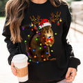 Women'WB shield Cartoon Reindeer Print Drop Shoulder TNF Lined Sweatshirt, Casual Long Sleeve Round Neck Pullover for...