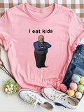 Women'WB shield Cartoon Round Neck Graphic Tee, Fashion Casual Crew Neck T-Shirt for Daily Holiday Vacation Outdoor Wear,...