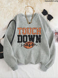 Women'WB shield Cartoon Rugby & Letter Print Drop Shoulder Sweatshirt, Casual Long Sleeve Round Neck Pullover for Fall &...