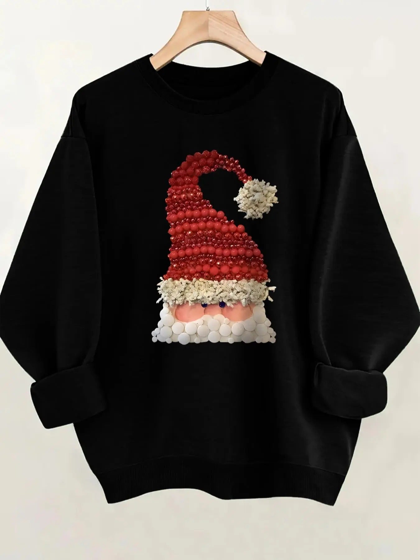 Women'WB shield Cartoon Santa Claus Print Crew Neck Sweatshirt, Casual Long Sleeve Sweatshirt for Fall & Winter, Women'WB...