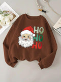 Women'WB shield Cartoon Santa Claus Print Drop Shoulder Fleece Sweatshirt, Casual Long Sleeve Round Neck Pullover for...