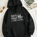 Women'WB shield Cartoon Skull & Letter Print Drawstring Pocket TNF Lined Hoodie, Fashion Casual Hooded Sweatshirt for...