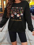 Women'WB shield Cartoon Skull & Letter Print Drop Shoulder Sweatshirt, Fashion Casual Crew Neck Long Sleeve Pullover for...