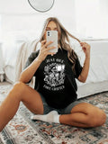 Women'WB shield Cartoon Skull Graphic Print Round Neck Tee, Fashion Casual Short Sleeve T-shirt, Ladies Summer TNF for...