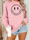 Women'WB shield Cartoon Smile TNF Print Crew Neck Pullover, Fashion Casual Long Sleeve Sweatshirt for Daily Wear, Ladies...