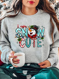 Women'WB shield Cartoon Snowman Graphic Print Crew Neck Sweatshirt, Casual Drop Shoulder Long Sleeve Pullover, Women'WB...