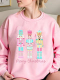 Women'WB shield Cartoon Soldier Toy Print Crew Neck Sweatshirt, Casual Long Sleeve Pullover for Daily Wear, Ladies Spring...