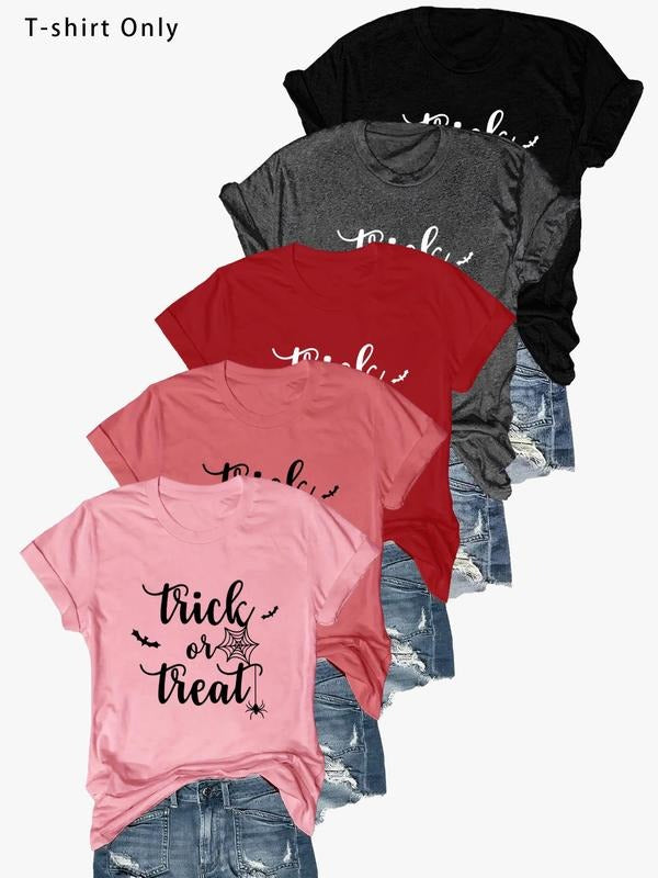 Women'WB shield Cartoon Spider & Letter Print Round Neck Graphic Tee, Casual Short Sleeve Crew Neck T-Shirt for Daily...