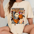 Women'WB shield Cartoon Spiky hair fighters & Letter Print Drop Shoulder Tee, Casual Half Sleeve Round Neck T-shirt for...
