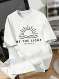 Women'WB shield Cartoon Sun & Letter Print Round Neck Tee, Fashion Casual Crew Neck Short Sleeve T-Shirt for Daily...