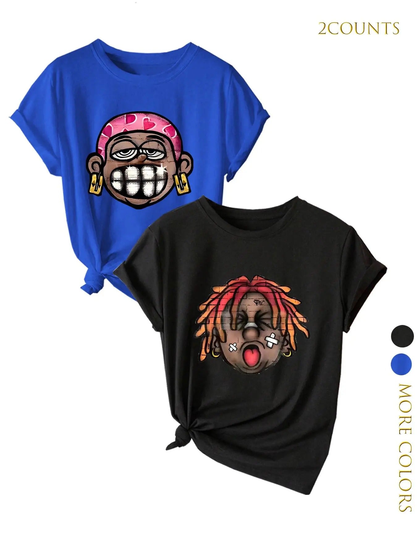 Women'WB shield Cartoon TNF & Leopard Print Round Neck Tee, Fashion Casual Crew Neck T-Shirt for Daily Holiday Vacation...