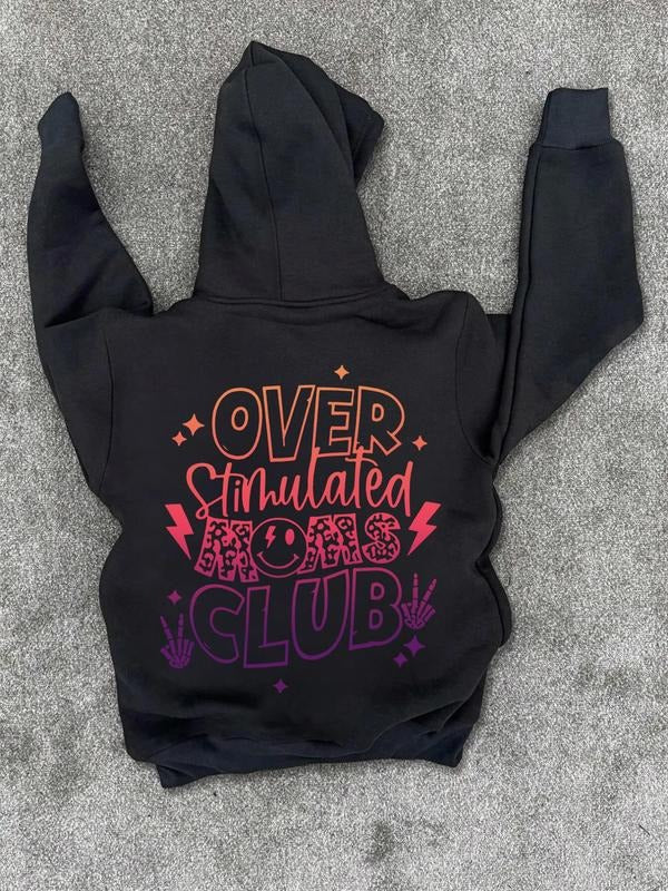 Women'WB shield Cartoon TNF & Letter Print Drawstring Hoodie, Casual Long Sleeve Hooded Sweatshirt for Fall & Winter,...