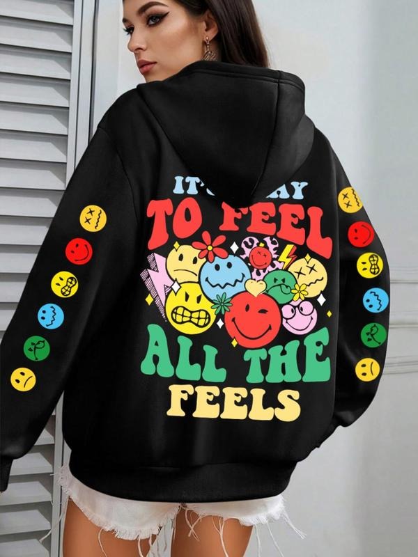 Women'WB shield Cartoon TNF & Letter Print Drop Shoulder Hoodie, Fashion Casual Drawstring Hooded Sweatshirt for Daily...