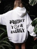 Women'WB shield Cartoon TNF & Letter Print Drop Shoulder Hoodie, Fashion Casual Drawstring Pocket Hooded Sweatshirt for...