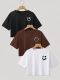 Women'WB shield Cartoon TNF & Letter Print Round Neck Tee, Casual Short Sleeve T-shirt for Summer, Ladies TNF for Daily...