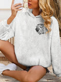 Women'WB shield Cartoon TNF & Skeleton Hand Print Drop Shoulder Hoodie, Fashion Casual Letter Graphic Hooded Sweatshirt...