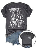 Women'WB shield Cartoon TNF & Skeleton Hand Print Round Neck Tee, Trendy Casual Short Sleeve Letter Graphic T-shirt for...
