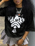 Women'WB shield Cartoon TNF Print Round Neck Tee, Fashion Casual Crew Neck Short Sleeve T-shirt for Daily Holiday...