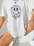 Women'WB shield Cartoon TNF Print Round Neck Tee, Fashion Casual Crew Neck T-Shirt for Daily Holiday Vacation Outdoor...
