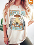 Women'WB shield Cartoon UFO & Letter Print Drop Shoulder Tee, Casual Half Sleeve Round Neck T-Shirt for Daily Wear,...