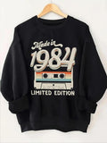 Women'WB shield Cassette Tape & Letter & Figure Print Sweatshirt, Casual Round Neck Long Sleeve Pullover, Women'WB shield...