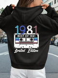 Women'WB shield Cassette Tape Print Drawstring Hoodie, Casual Long Sleeve Hooded Sweatshirt for Fall & Winter, Women'WB...