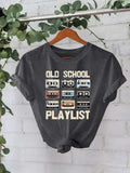 Women'WB shield Cassette Tape Print Round Neck Tee, Casual Fashion Short Sleeve T-shirt for Daily Wear, Ladies Summer...