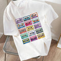 Women'WB shield Cassette Tape Print Round Neck Tee, Fashion Casual Short Sleeve T-shirt, Ladies Summer TNF for Daily Wear...