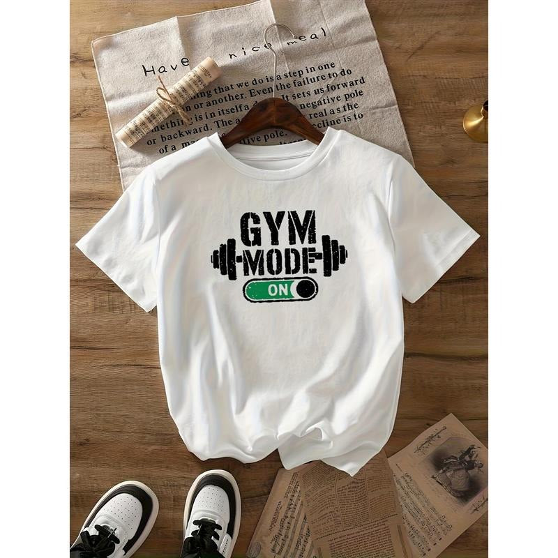 Women'WB shield Casual "GYM" Weightlifting Printed Round Neck Short Sleeved White T-shirt style 02 Hoodie, Sweatshirt
