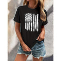 Women'WB shield Casual American Flag Print T-Shirt, Short Sleeve Crew Neck, Lightweight Polyester, Summer & Spring...