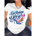 Women'WB shield Casual Birthday Diva Graphic T-Shirt