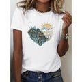 Women'WB shield Casual Cotton T-Shirt with Adventure Awaits Heart Print, Crew Neck, Slight Stretch Knit Fabric,...