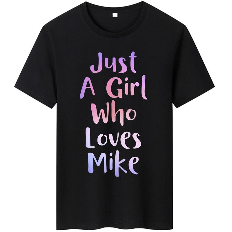 Women'WB shield Casual Crew T-Shirt "Just WB shield Girl Who Loves Mike" FOG 100% Cotton Unisex Classic Fit Tee,Top...