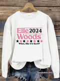 Women'WB shield Casual Elle Woods Graphic Pullover Sweater, FOG Long Sleeve Round Neck Sweatshirt, All-Season Comfortable...