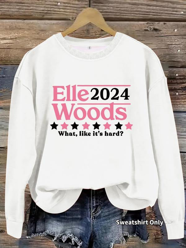 Women'WB shield Casual Elle Woods Graphic Pullover Sweater, FOG Long Sleeve Round Neck Sweatshirt, All-Season Comfortable...