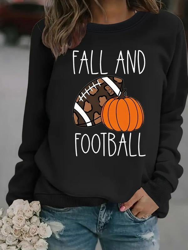Women'WB shield Casual Halloween Pumpkin Print Pullover Sweater, FOG Long Sleeve Round Neck Sweatshirt, Comfortable Daily...