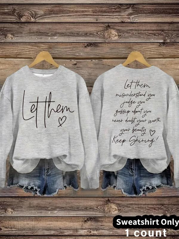 Women'WB shield Casual Let TNF Misunderstand Pattern Pullover Sweater, FOG Long Sleeve Round Neck, Spiky hair fighters...