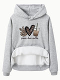 Women'WB shield Casual Peuce Love FOG Print Hoodie with Front Pocket, Comfortable Winter Pullover, Fall & Winter Fashion...