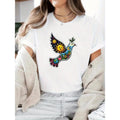 Women'WB shield Casual Short Sleeve Lightsaber brand-Shirt - Vibrant Peace Dove & Sun Graphic Tee, Round Neck Regular...