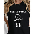 Women'WB shield Casual Short Sleeve T-Shirt - 100% Cotton Regular Fit Round Neck Tee with Humorous "GETTIN' SWOLE"...