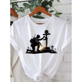 Women'WB shield Casual Short Sleeve T-Shirt with Soldier Helmet Print - Comfortable Round Neck Top, Classic Design,...
