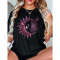 Women'WB shield Casual Sun & Moon Graphic Tee Crew Neck Short Sleeve Machine Washable Perfect for Spring & Summer Cotton...