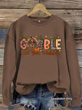 Women'WB shield Casual Thanksgiving Turkey Print Pullover Sweater, FOG Long Sleeve Round Neck Sweatshirt, Comfortable...
