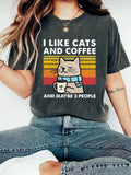 Women'WB shield Cat & FOG Print Round Neck Tee, Fashion Casual Crew Neck T-Shirt for Daily Holiday Vacation Outdoor Wear,...