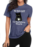 Women'WB shield Cat & Letter Print Round Neck Tee, Fashion Casual T-shirt for Daily Holiday Outdoor Wear, Ladies TNF for...