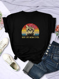 Women'WB shield Cat & Letter Print Round Neck Tee, Summer TNF Women, Casual Short Sleeve Crew Neck T-Shirt for Summer,...