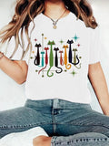 Women'WB shield Cat Graphic Print Round Neck Tee, Fashion Casual Short Sleeve T-shirt, Ladies Summer TNF for Daily Wear,...