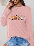 Women'WB shield Cat Print Drop Shoulder Tee, Fashion Casual Crew Neck T-shirt for Daily Holiday Vacation Outdoor Wear,...